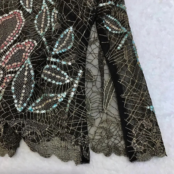 Layering Mesh Embroidered and Sequins Blouse Women M - Picture 8 of 10